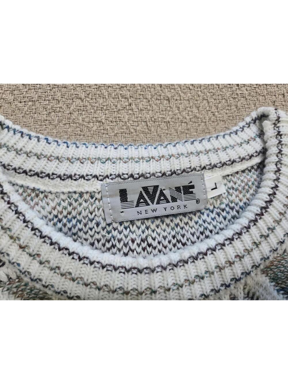 Lavane Sweater L | Geometric Textured Knit Pullover - Picture 2 of 7